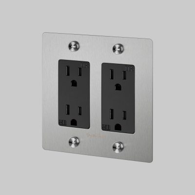 2G DUPLEX OUTLET / CROSS / WITH LOGO / STEEL