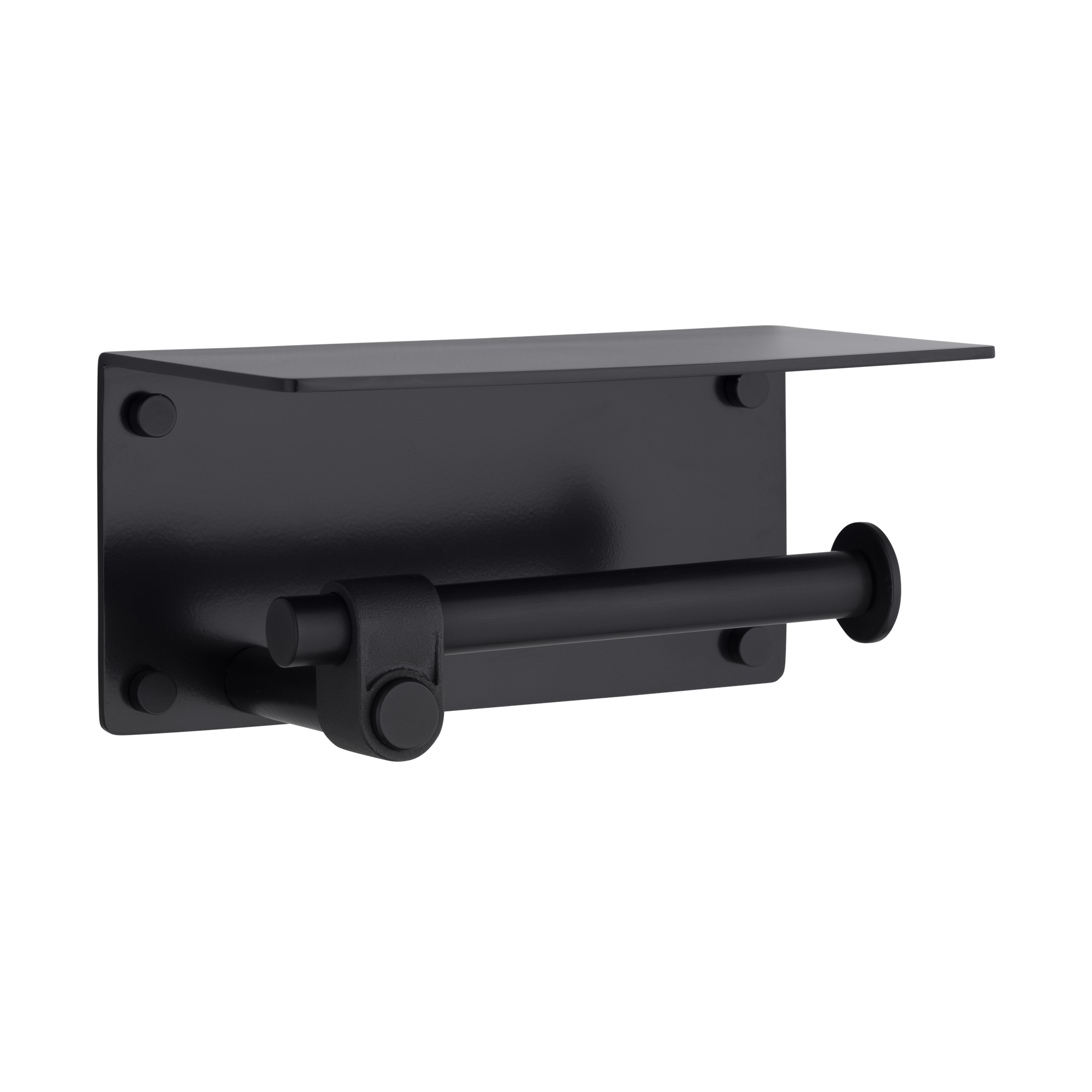 TOILET ROLL HOLDER / WITH SHELF / CAST / WELDERS BLACK - Image 3