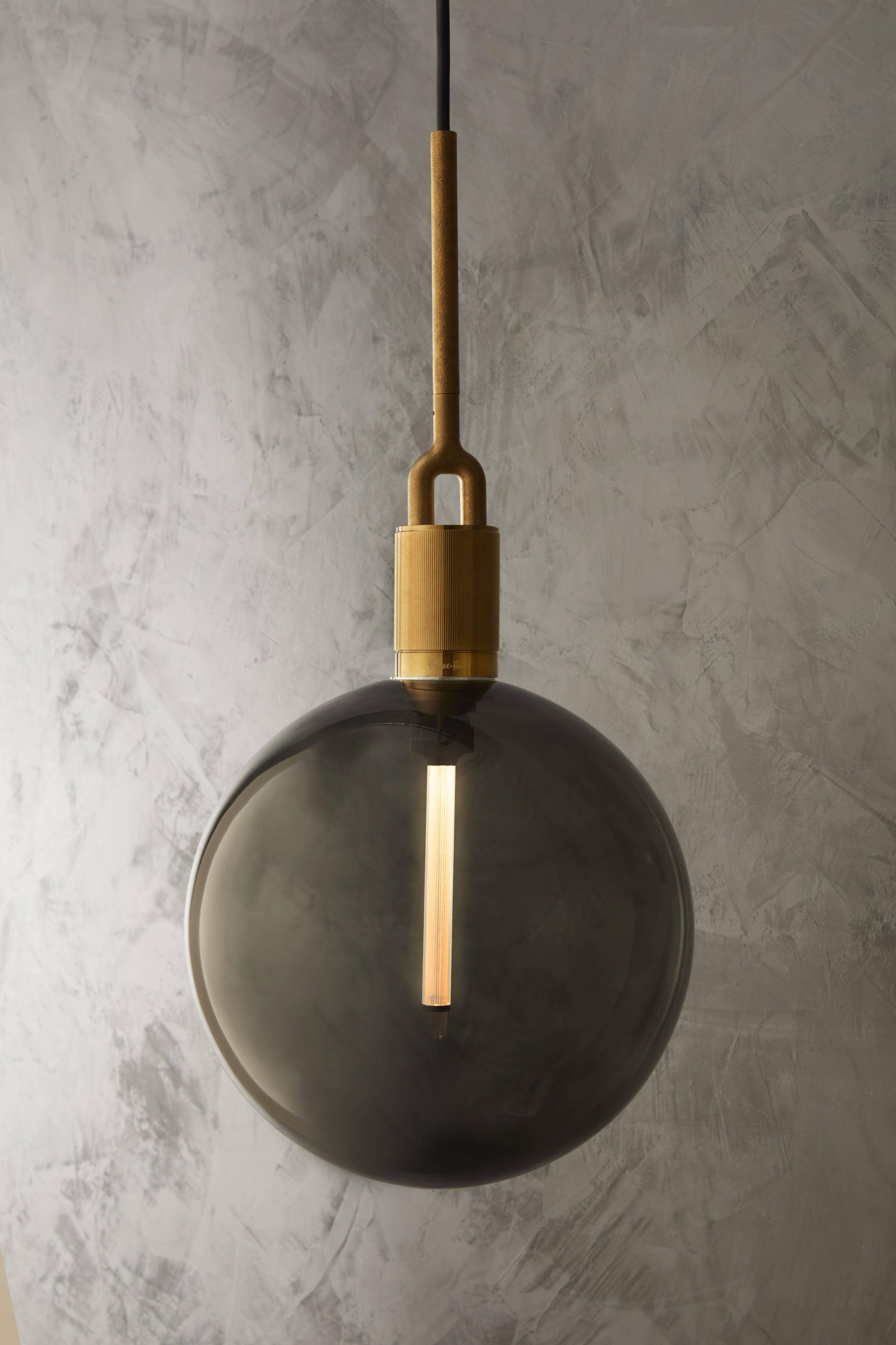 FORKED PENDANT / LINEAR / GLOBE / SMOKED / LARGE / BRASS - Image 2
