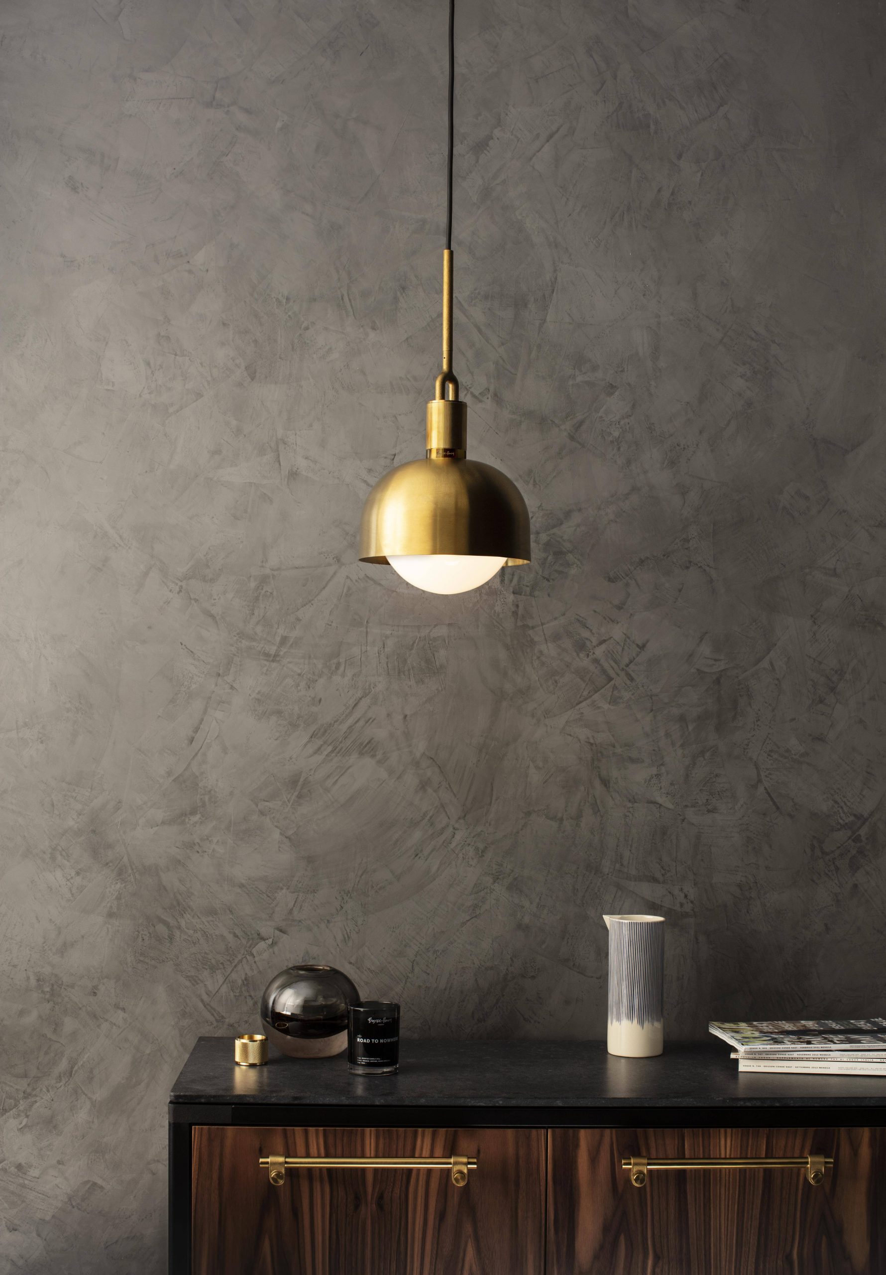 FORKED PENDANT / LINEAR / SHADE / GLOBE / OPAL / MEDIUM / BRASS - Image 2
