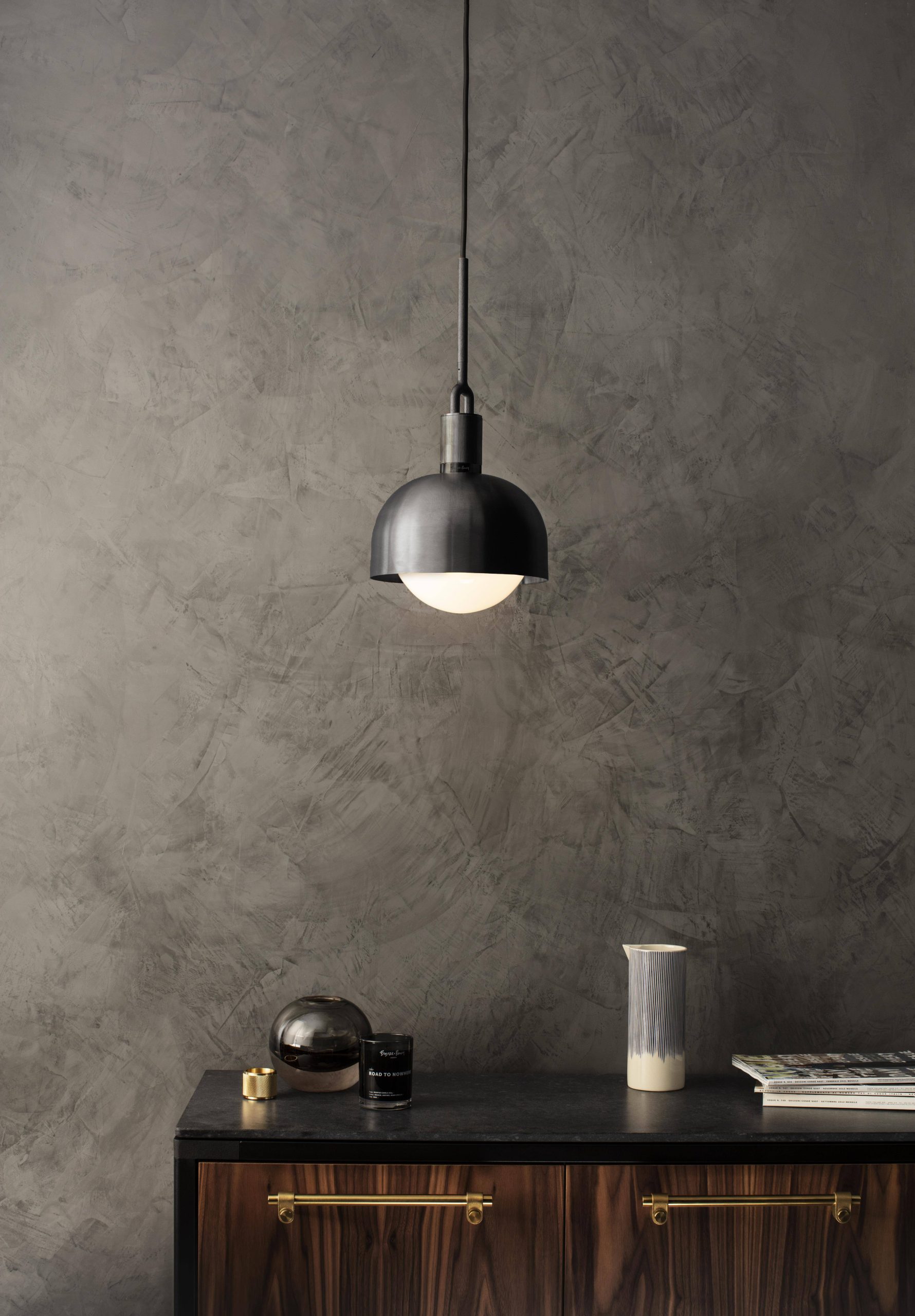 FORKED PENDANT / LINEAR / SHADE / GLOBE / OPAL / MEDIUM / STEEL - Image 2