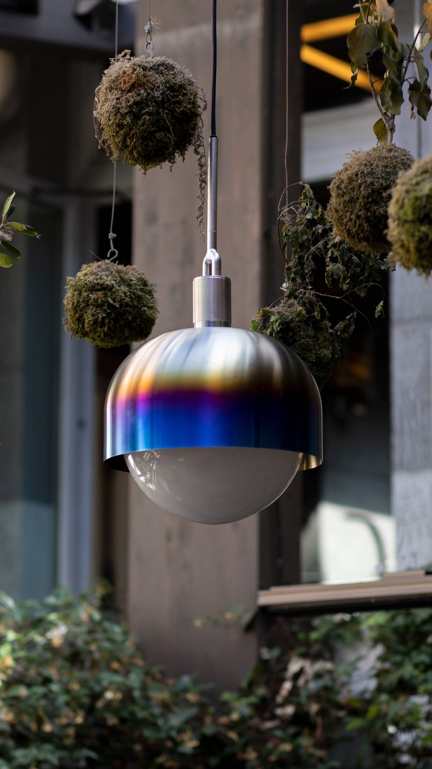 FORKED PENDANT / LINEAR / SHADE / GLOBE / OPAL / LARGE / BURNT STEEL - Image 2
