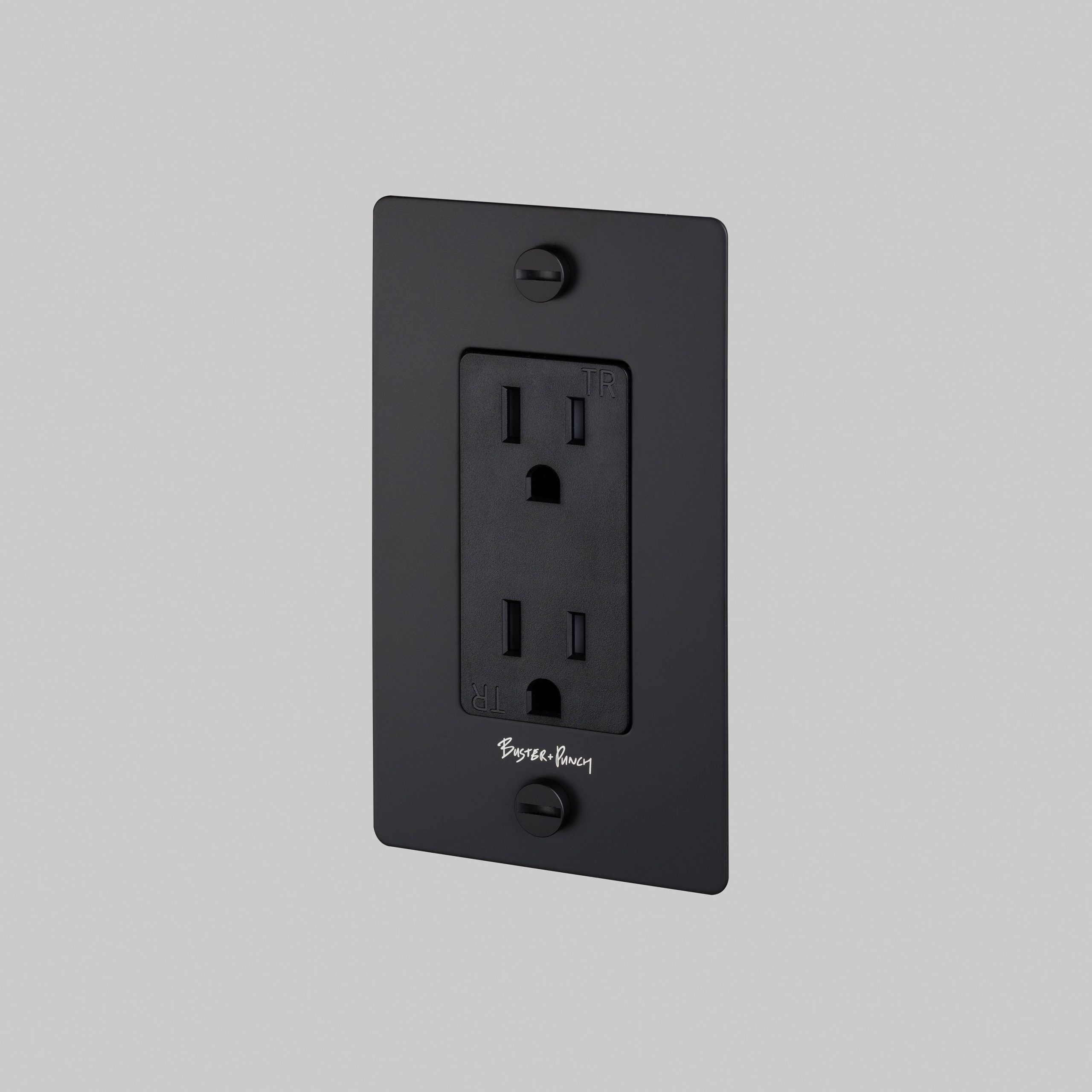 1G DUPLEX OUTLET / CROSS / WITH LOGO / BLACK