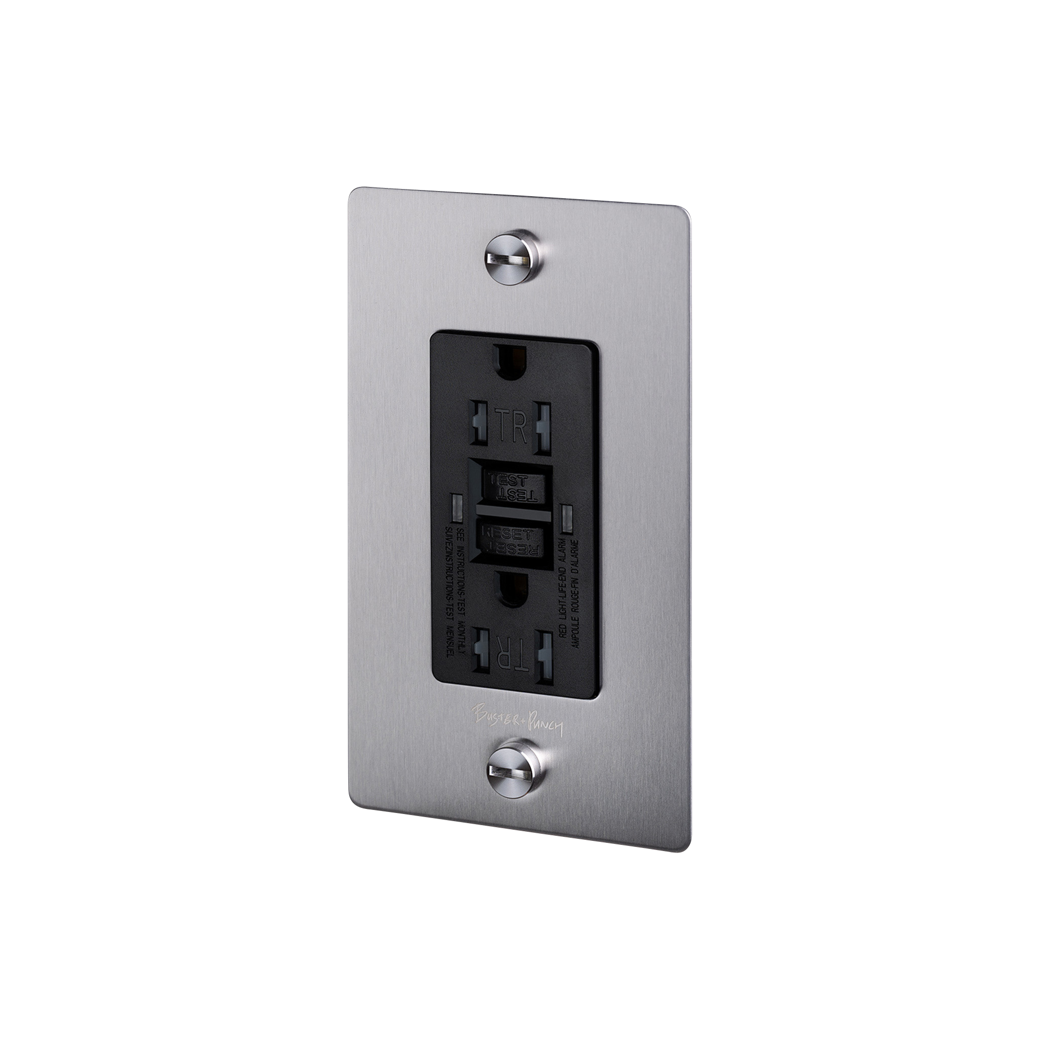 1G DUPLEX OUTLET / GFCI / CROSS / WITH LOGO / STEEL - Image 3