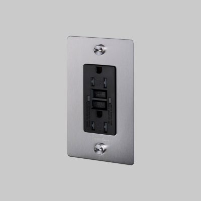 1G DUPLEX OUTLET / GFCI / CROSS / WITH LOGO / STEEL