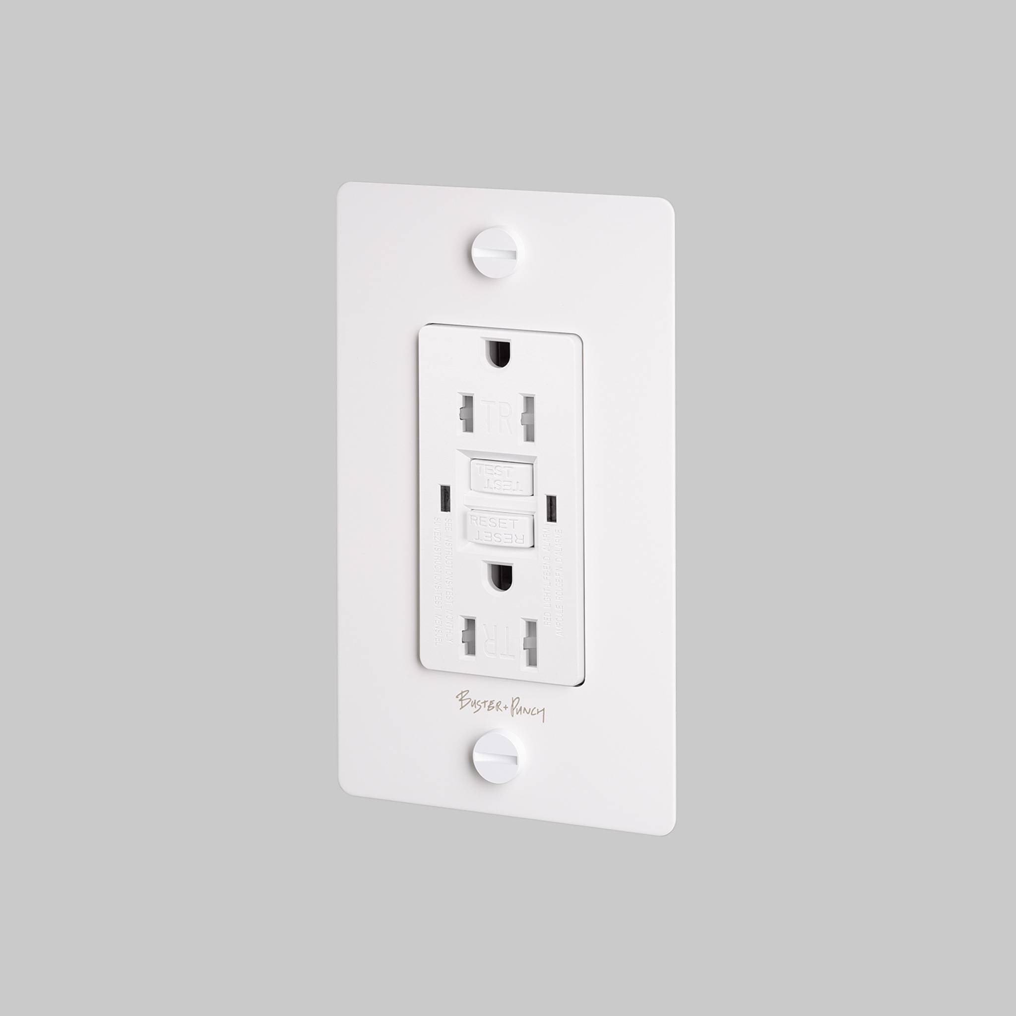 1G DUPLEX OUTLET / GFCI / CROSS / WITH LOGO / WHITE