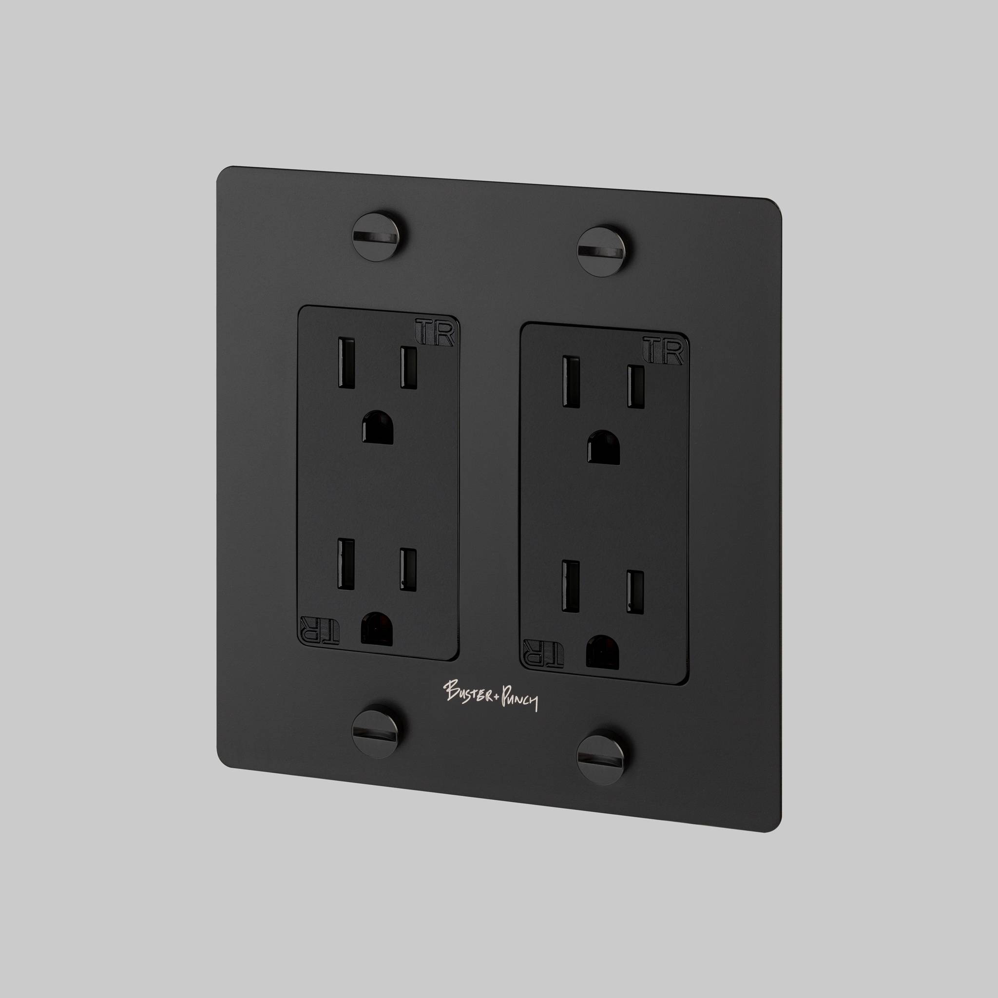 2G DUPLEX OUTLET / CROSS / WITH LOGO / BLACK