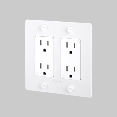 2G DUPLEX OUTLET / CROSS / WITH LOGO / WHITE