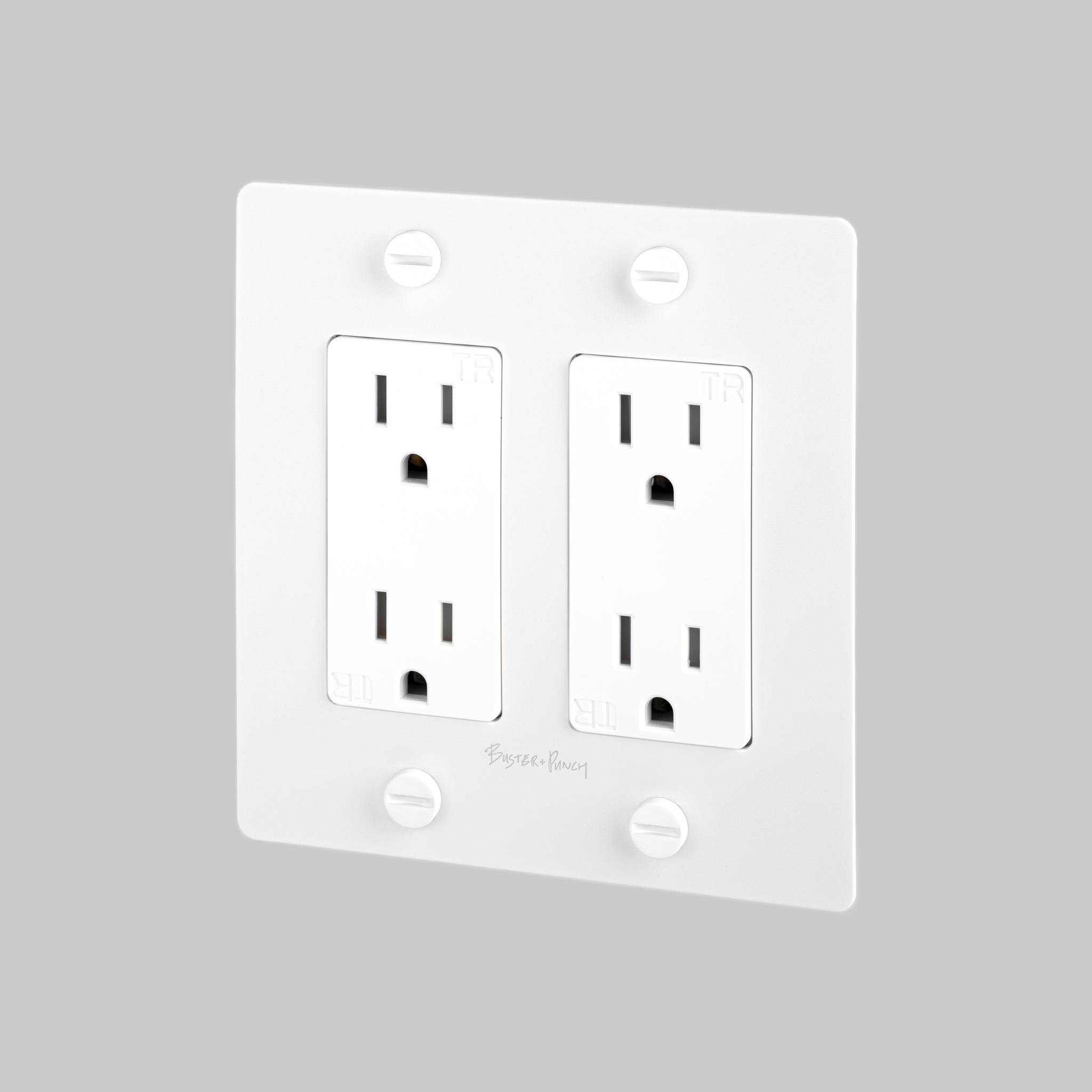 2G DUPLEX OUTLET / CROSS / WITH LOGO / WHITE