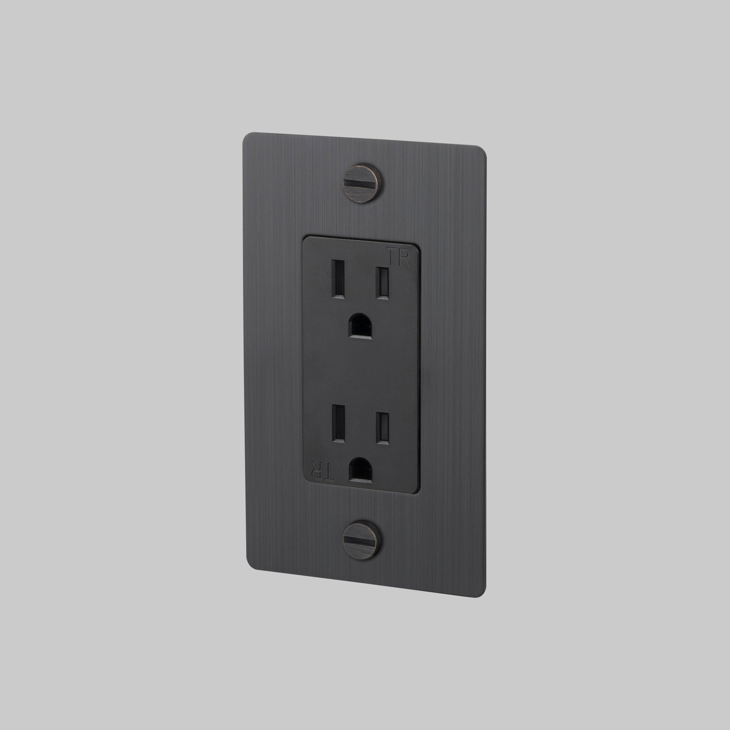 1G DUPLEX OUTLET / CROSS / WITHOUT LOGO / SMOKED BRONZE