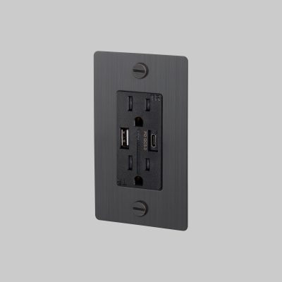 1G DUPLEX OUTLET / USB A + C / CROSS / WITHOUT LOGO / SMOKED BRONZE