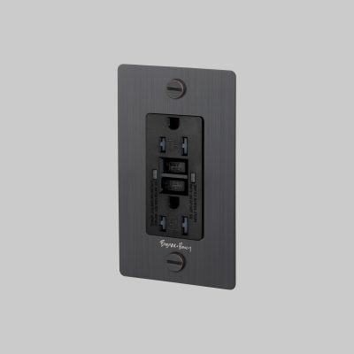 1G DUPLEX OUTLET / GFCI / CROSS / WITH LOGO / SMOKED BRONZE