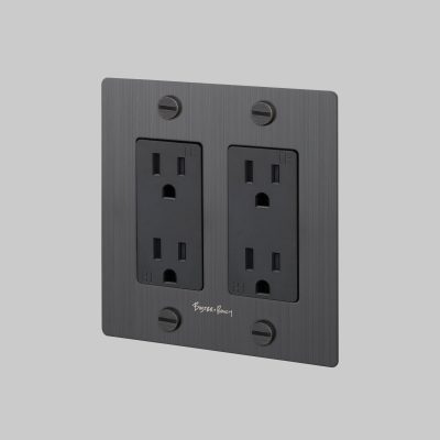 2G DUPLEX OUTLET / CROSS / WITH LOGO / SMOKED BRONZE