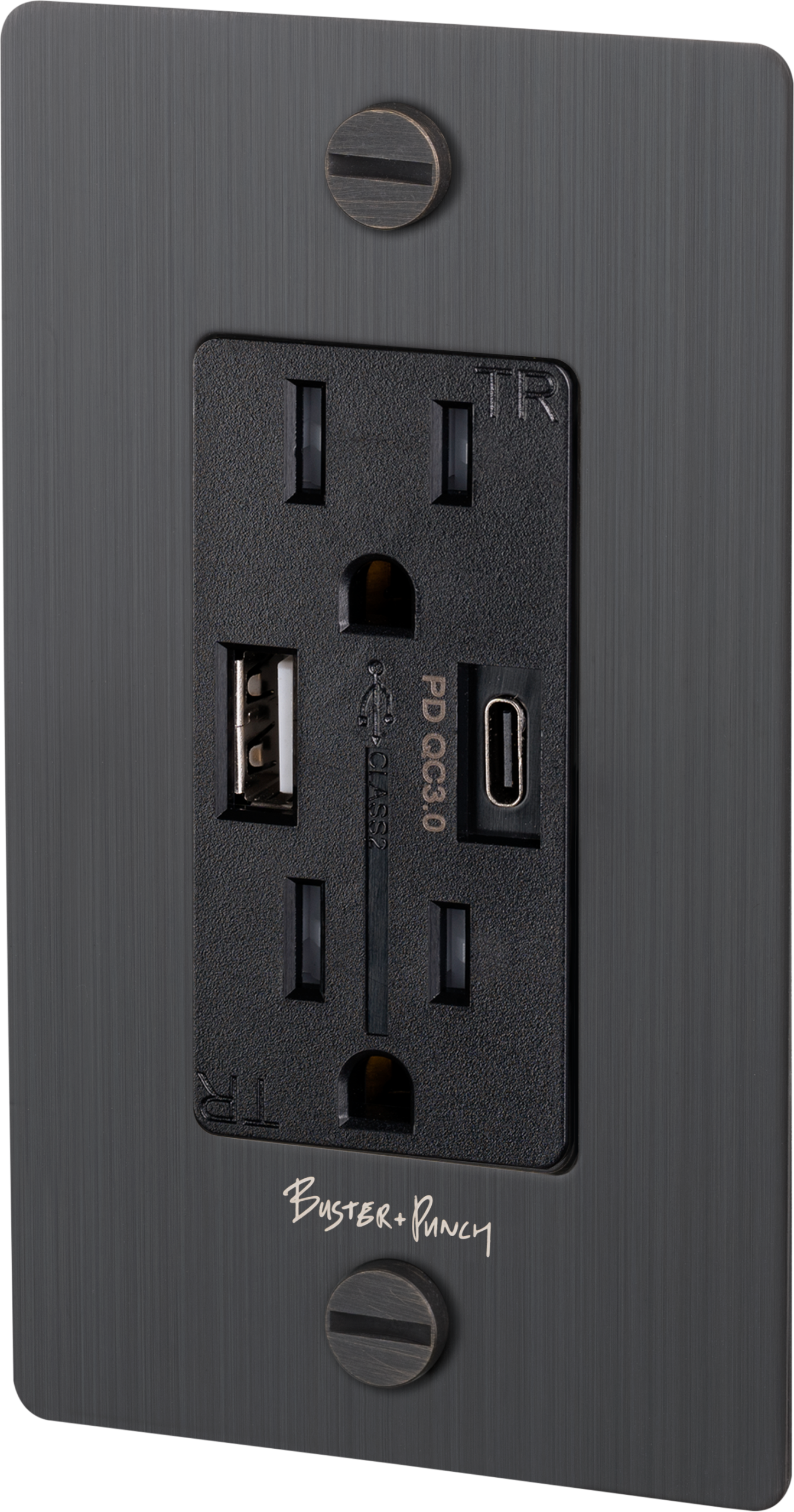 1G DUPLEX OUTLET / USB A + C / CROSS / WITH LOGO / SMOKED BRONZE - Image 3
