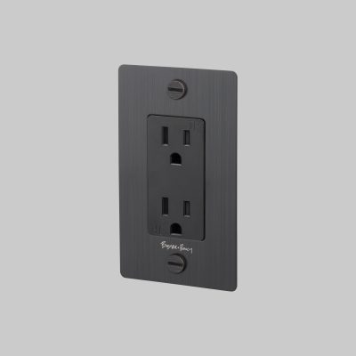 1G DUPLEX OUTLET / CROSS / WITH LOGO / SMOKED BRONZE