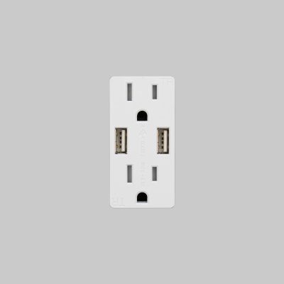 OUTLET MODULE / DUPLEX & 2 USB-A / WHITE
