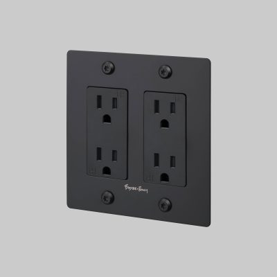 2G DUPLEX OUTLET / LINEAR / WITH LOGO / BLACK