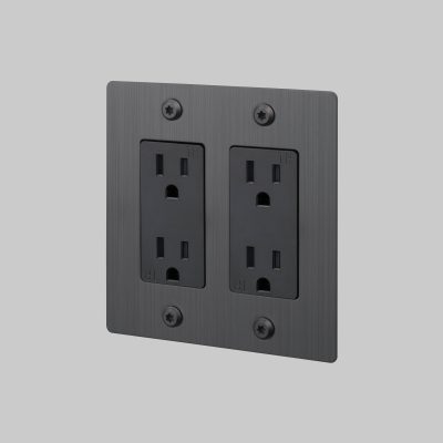 2G DUPLEX OUTLET / LINEAR / WITHOUT LOGO / SMOKED BRONZE