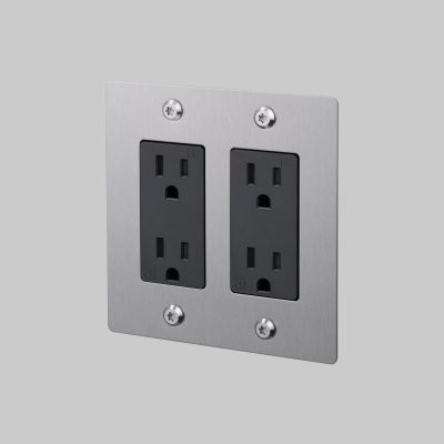 2G DUPLEX OUTLET / LINEAR / WITHOUT LOGO / STEEL