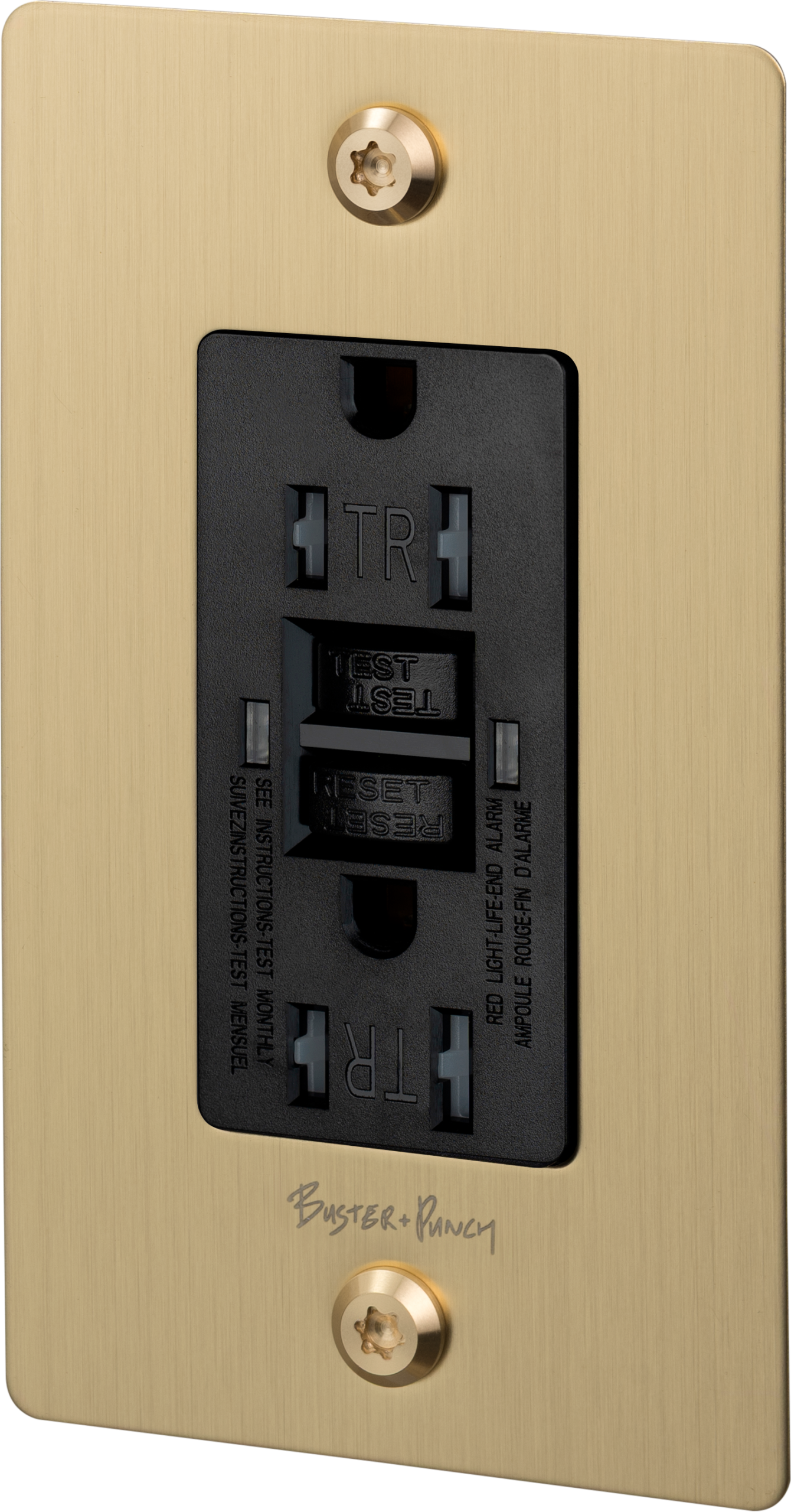 1G DUPLEX OUTLET / GFCI / LINEAR / WITH LOGO / BRASS - Image 3