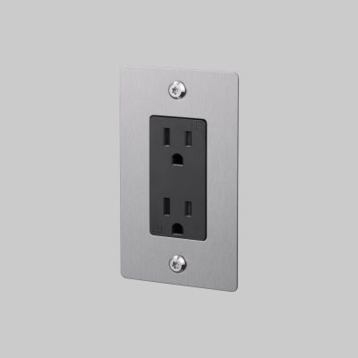 1G DUPLEX OUTLET / LINEAR / WITHOUT LOGO / STEEL