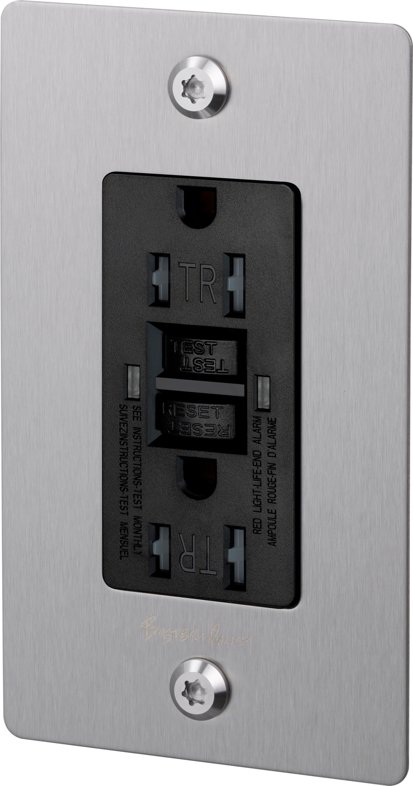 1G DUPLEX OUTLET / GFCI / LINEAR / WITH LOGO / STEEL - Image 3