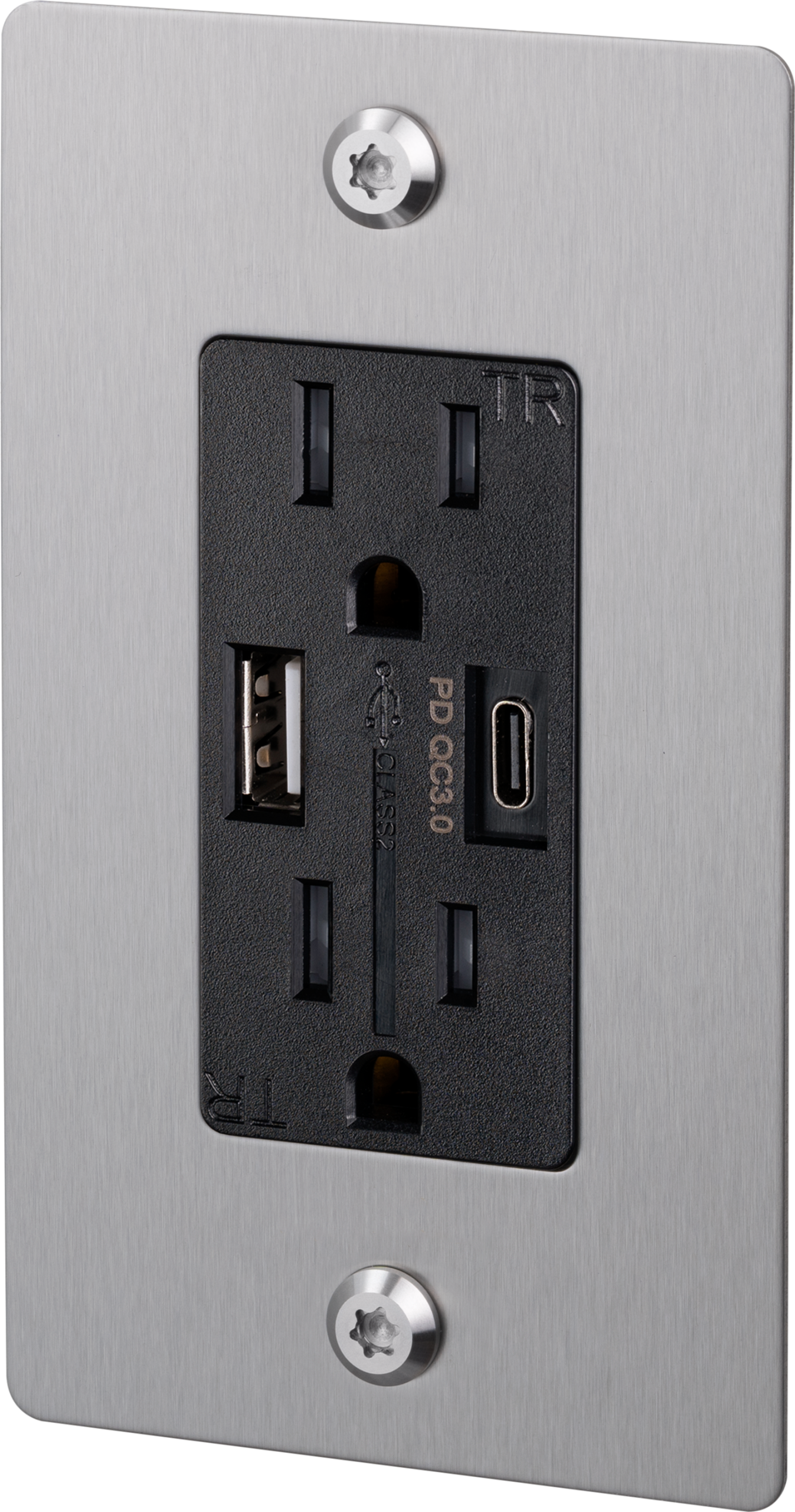 1G DUPLEX OUTLET / USB A + C / LINEAR / WITHOUT LOGO / STEEL - Image 3