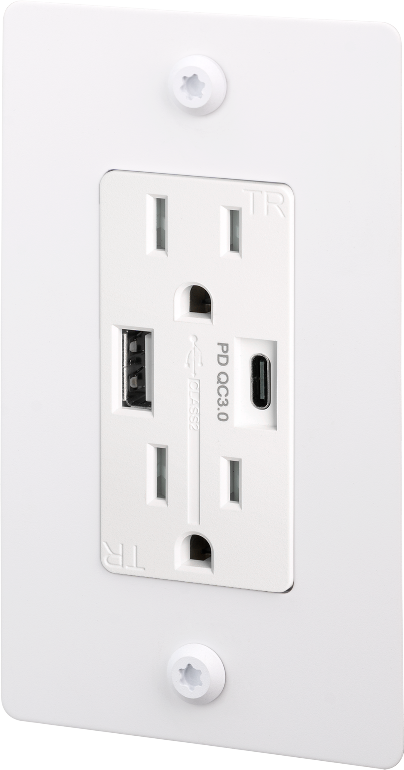 1G DUPLEX OUTLET / USB A + C / LINEAR / WITHOUT LOGO / WHITE - Image 3