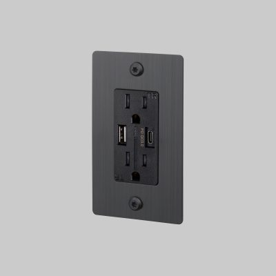 1G DUPLEX OUTLET / USB A + C / LINEAR / WITHOUT LOGO / SMOKED BRONZE