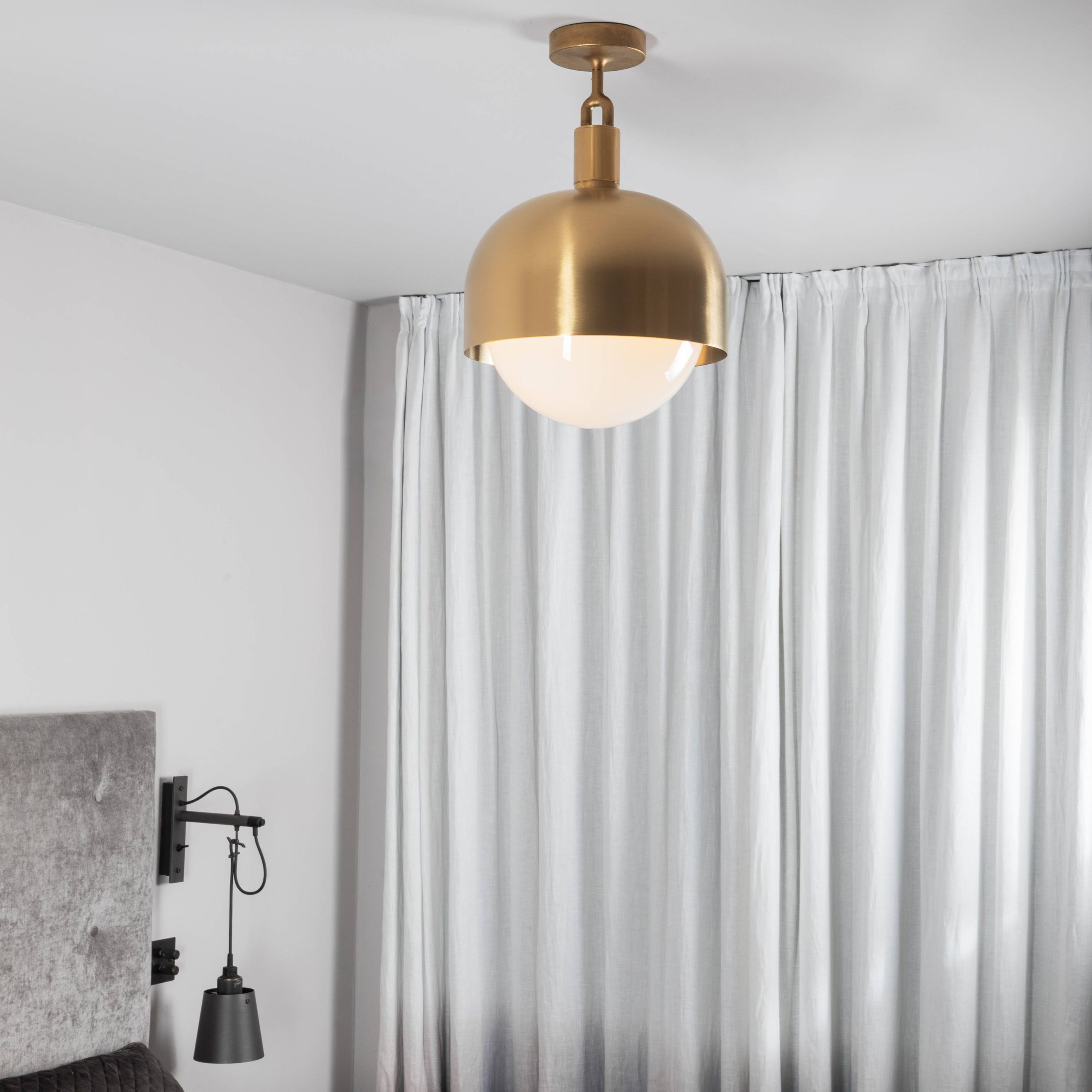 FORKED CEILING / LINEAR / SHADE / GLOBE / OPAL / LARGE / BRASS - Image 2