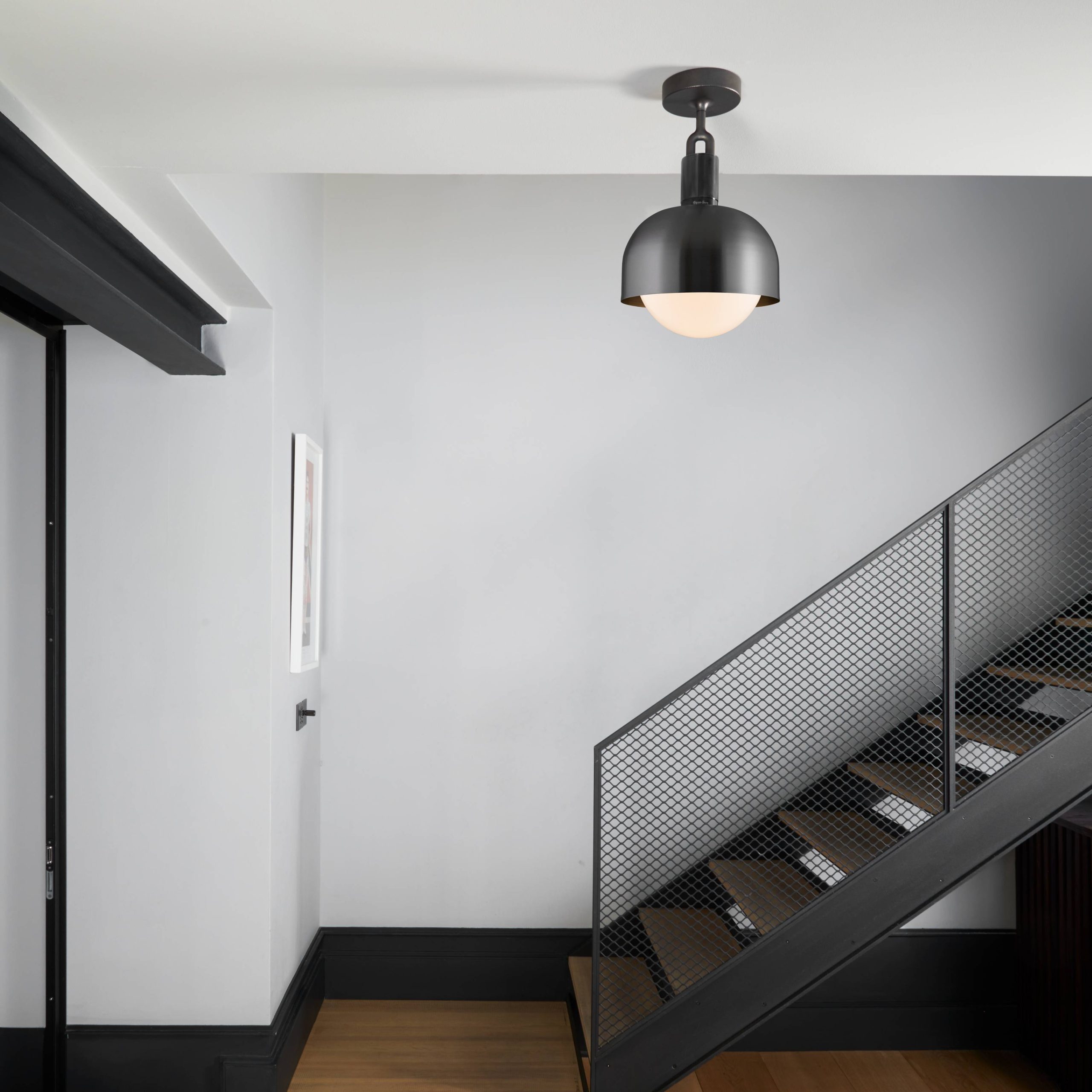 FORKED CEILING / LINEAR / SHADE / GLOBE / OPAL / MEDIUM / GUN METAL - Image 2