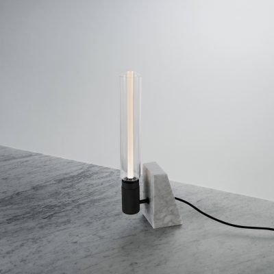 STONED TABLE LIGHT / CROSS / POLISHED WHITE MARBLE