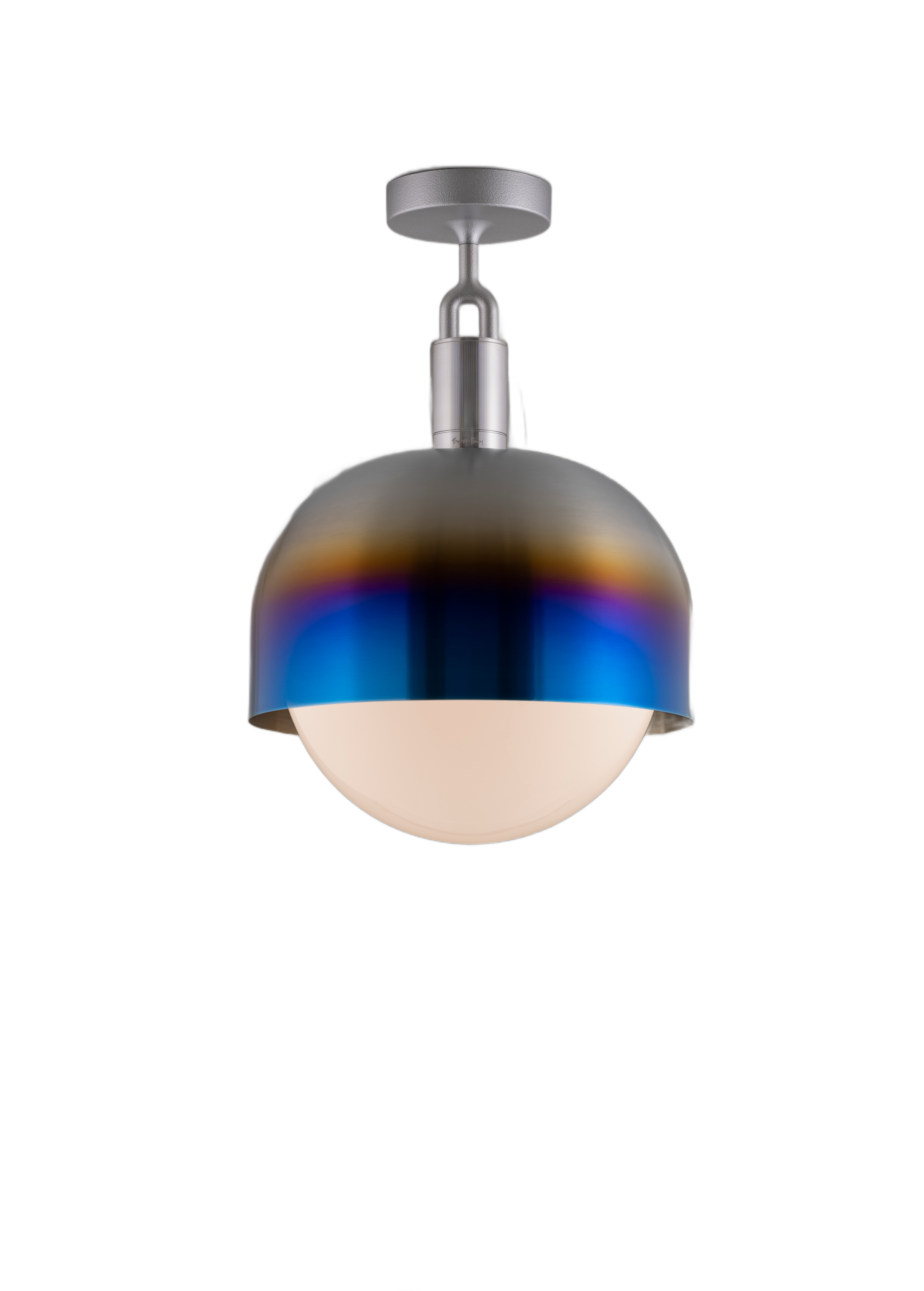 FORKED CEILING / LINEAR / SHADE / GLOBE / OPAL / LARGE / BURNT STEEL - Image 4