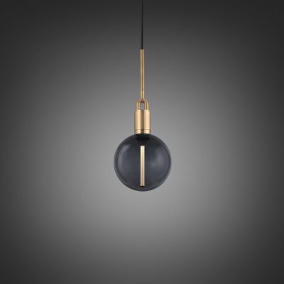 FORKED PENDANT / LINEAR / GLOBE / SMOKED / MEDIUM / BRASS