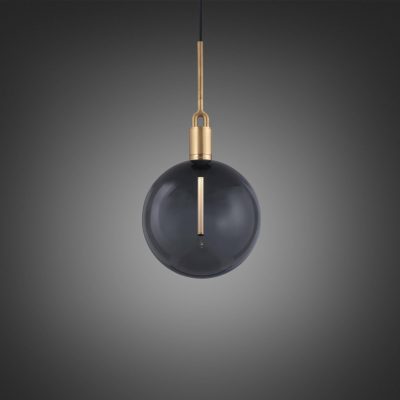 FORKED PENDANT / LINEAR / GLOBE / SMOKED / LARGE / BRASS