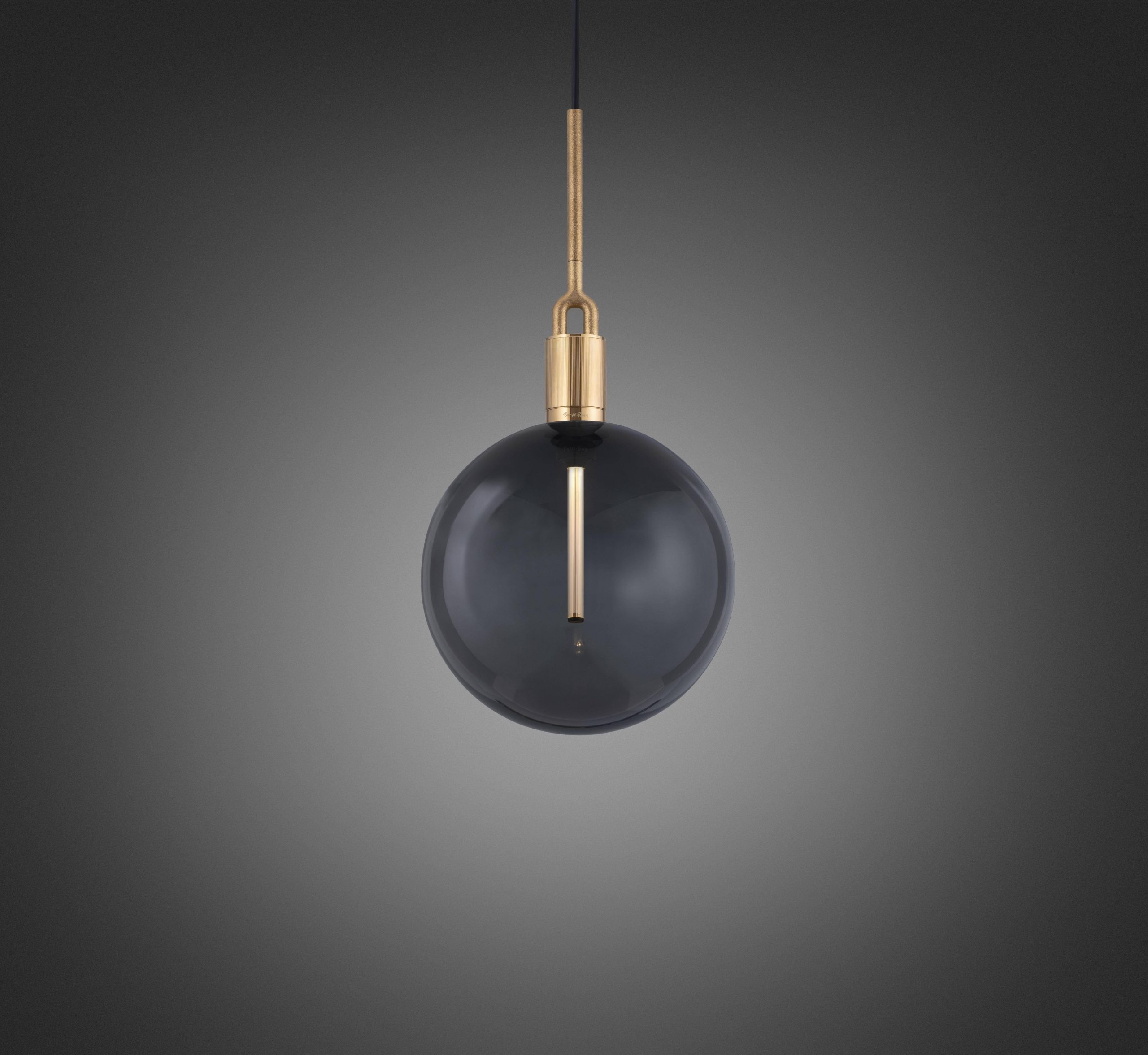 FORKED PENDANT / LINEAR / GLOBE / SMOKED / LARGE / BRASS