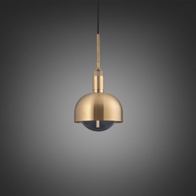 FORKED PENDANT / LINEAR / SHADE / GLOBE / SMOKED / MEDIUM / BRASS
