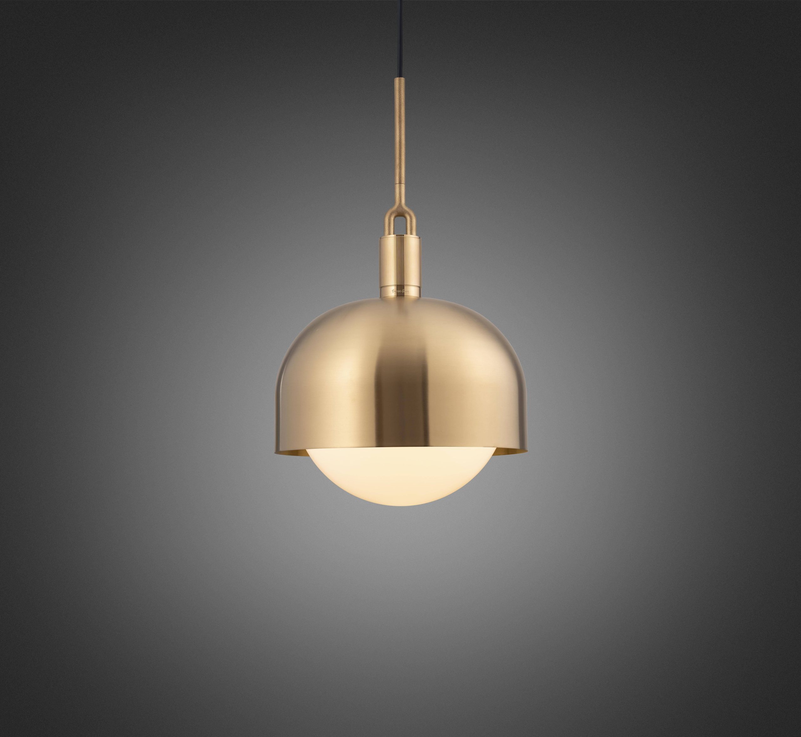 FORKED PENDANT / LINEAR / SHADE / GLOBE / OPAL / LARGE / BRASS