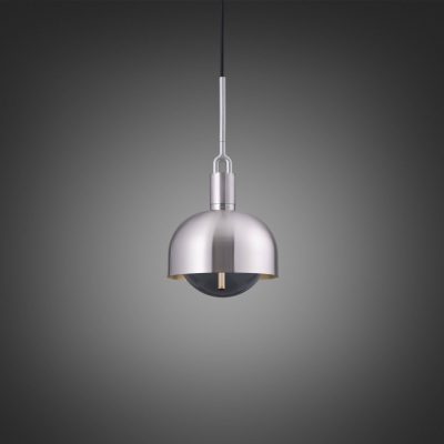 FORKED PENDANT / LINEAR / SHADE / GLOBE / SMOKED / MEDIUM / STEEL