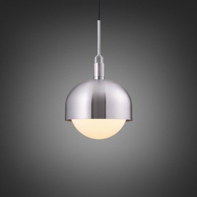 FORKED PENDANT / LINEAR / SHADE / GLOBE / OPAL / LARGE / STEEL