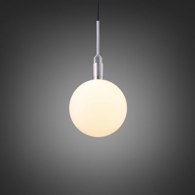 FORKED PENDANT / LINEAR / GLOBE / OPAL / LARGE / STEEL