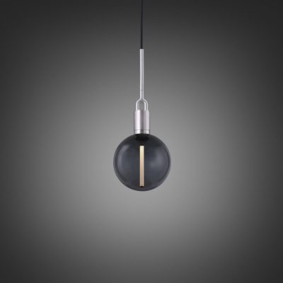 FORKED PENDANT / LINEAR / GLOBE / SMOKED / MEDIUM / STEEL