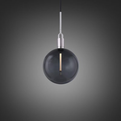 FORKED PENDANT / LINEAR / GLOBE / SMOKED / LARGE / STEEL