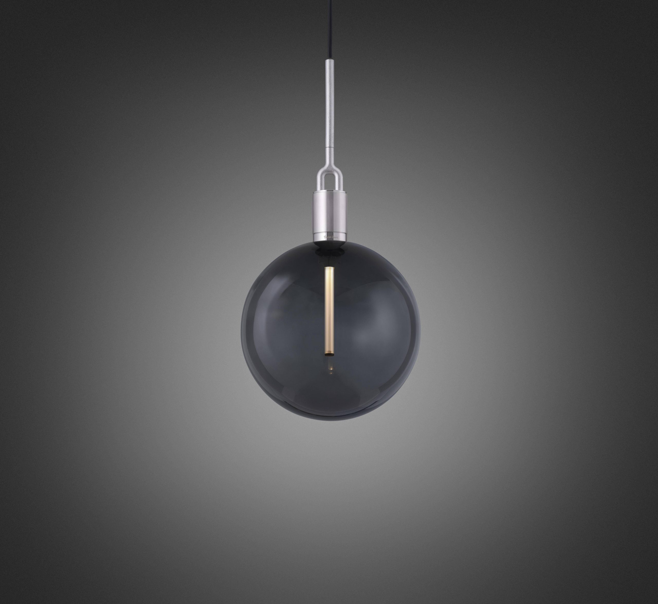 FORKED PENDANT / LINEAR / GLOBE / SMOKED / LARGE / STEEL