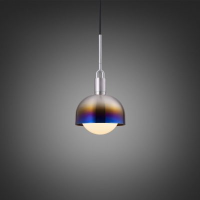FORKED PENDANT / LINEAR / SHADE / GLOBE / OPAL / MEDIUM / BURNT STEEL