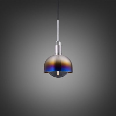 FORKED PENDANT / LINEAR / SHADE / GLOBE / SMOKED / MEDIUM / BURNT STEEL