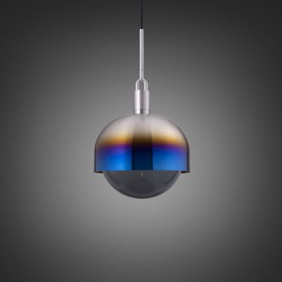 FORKED PENDANT / LINEAR / SHADE / GLOBE / SMOKED / LARGE / BURNT STEEL