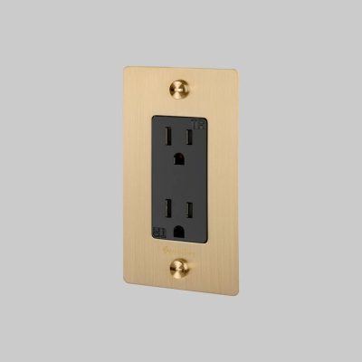 1G DUPLEX OUTLET / CROSS / WITH LOGO / BRASS