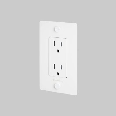 1G DUPLEX OUTLET / CROSS / WITH LOGO / WHITE