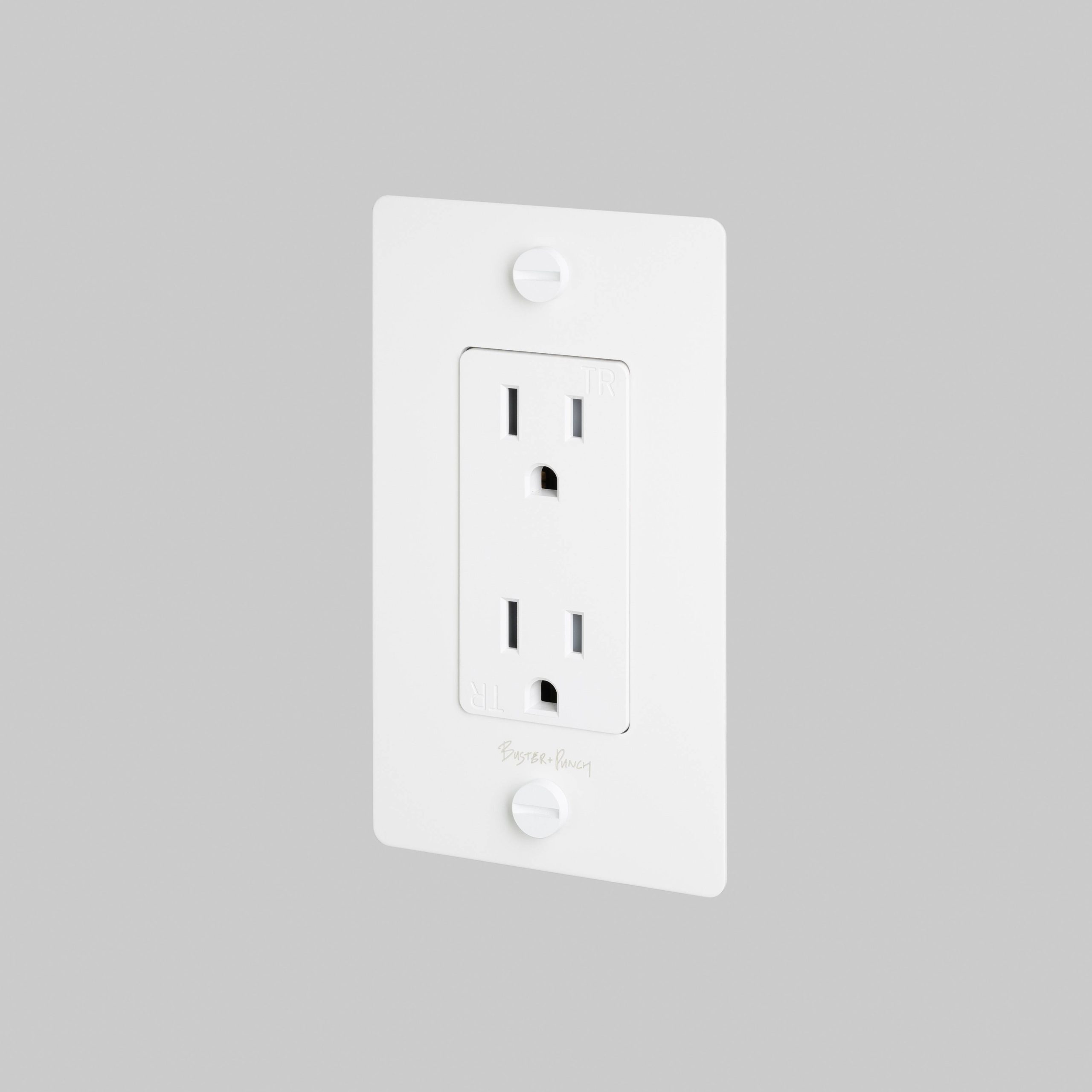 1G DUPLEX OUTLET / CROSS / WITH LOGO / WHITE
